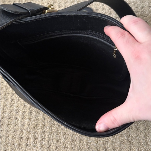 Vintage Coach Bedford Flap Shoulder Purse Black Leather - Picture 8 of 10